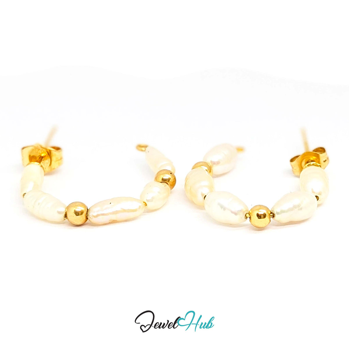 Elongated rice pearls, about 3.2 x 7mm each, no two quite the same width - JewelHub