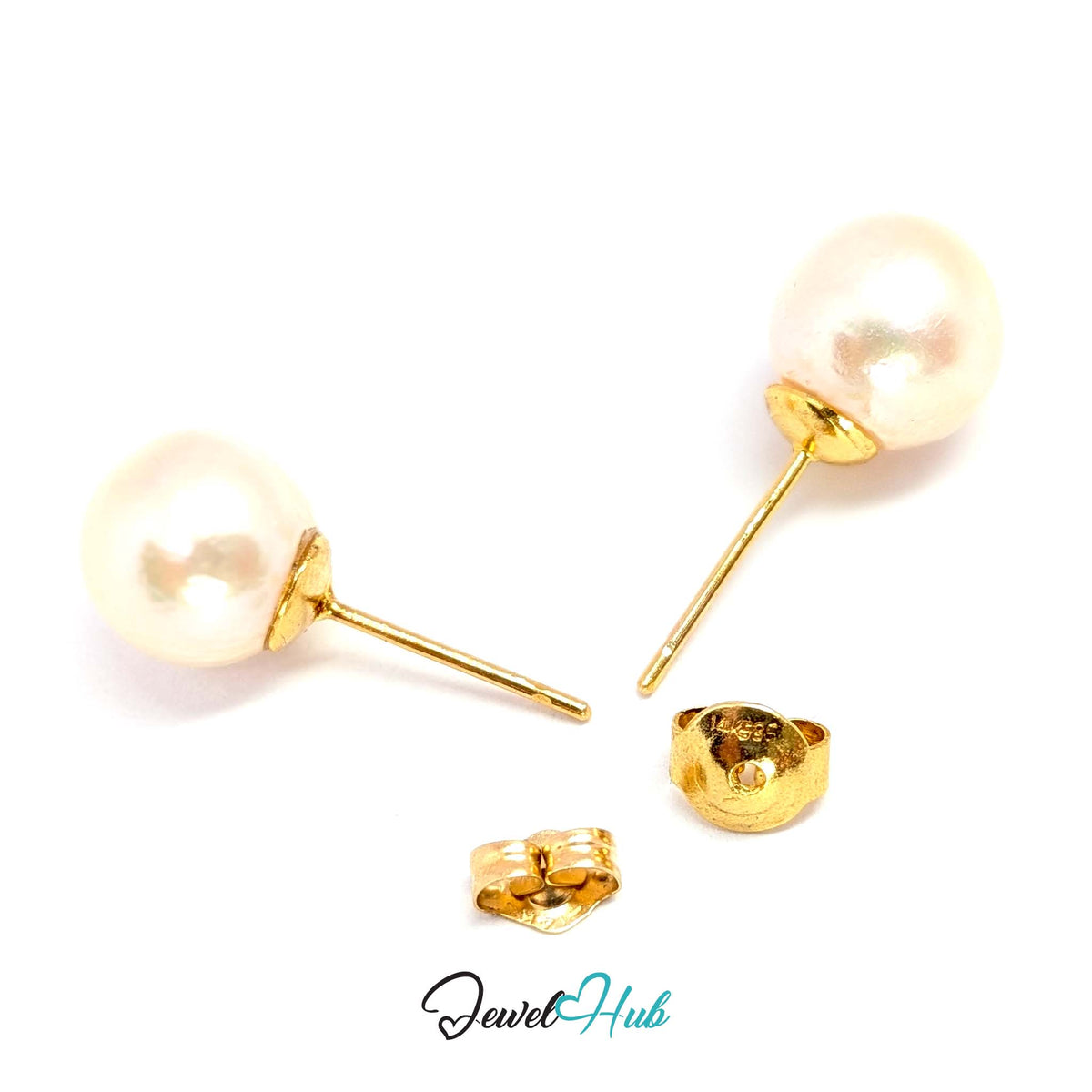 14k gold push-back stud fitting behind the 9mm pearl - JewelHub