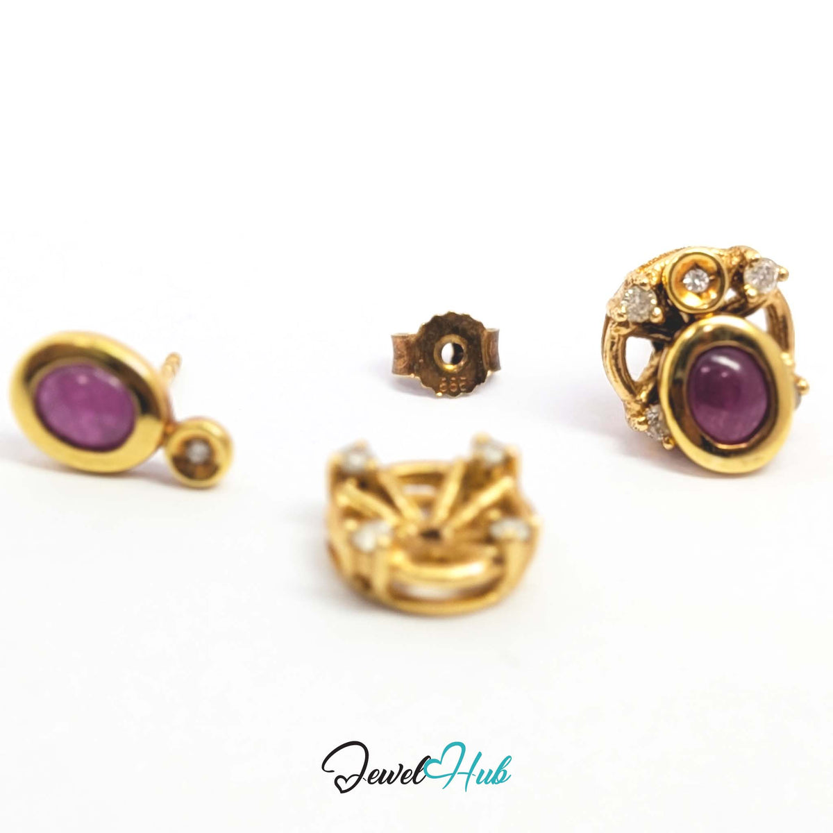 Post with butterfly back on the convertible ruby and diamond earrings - JewelHub