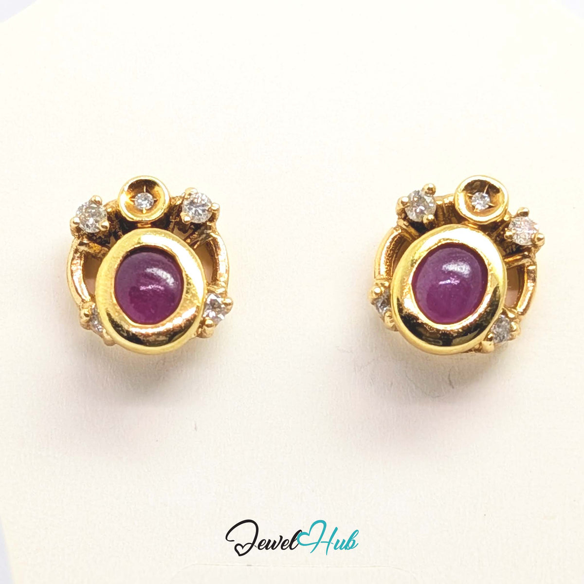 Ten small round diamonds across the pair, five to each earring - JewelHub