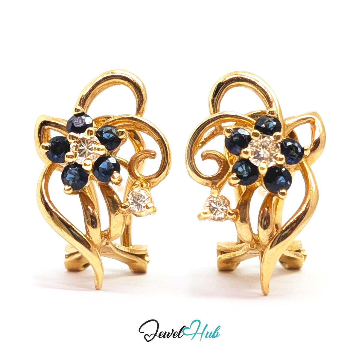 Deep blue sapphires set against warm 14k yellow gold - JewelHub