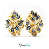 14K Gold Marquise Sapphire Earrings - 20 Sapp