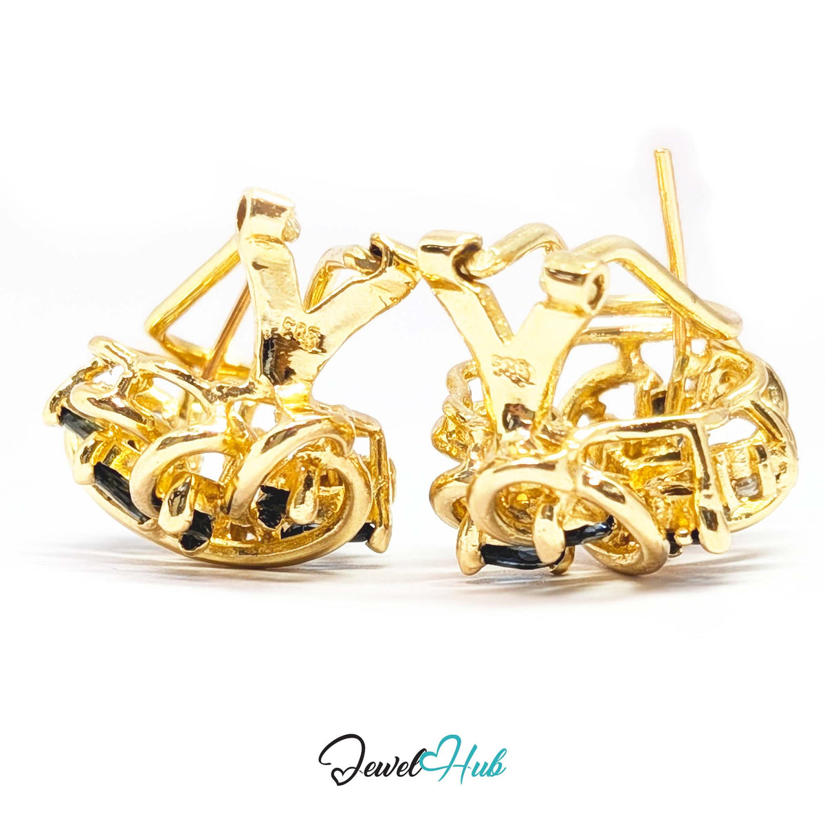 Substantial pair of sapphire earrings, 7.63 grams of 14k gold - JewelHub