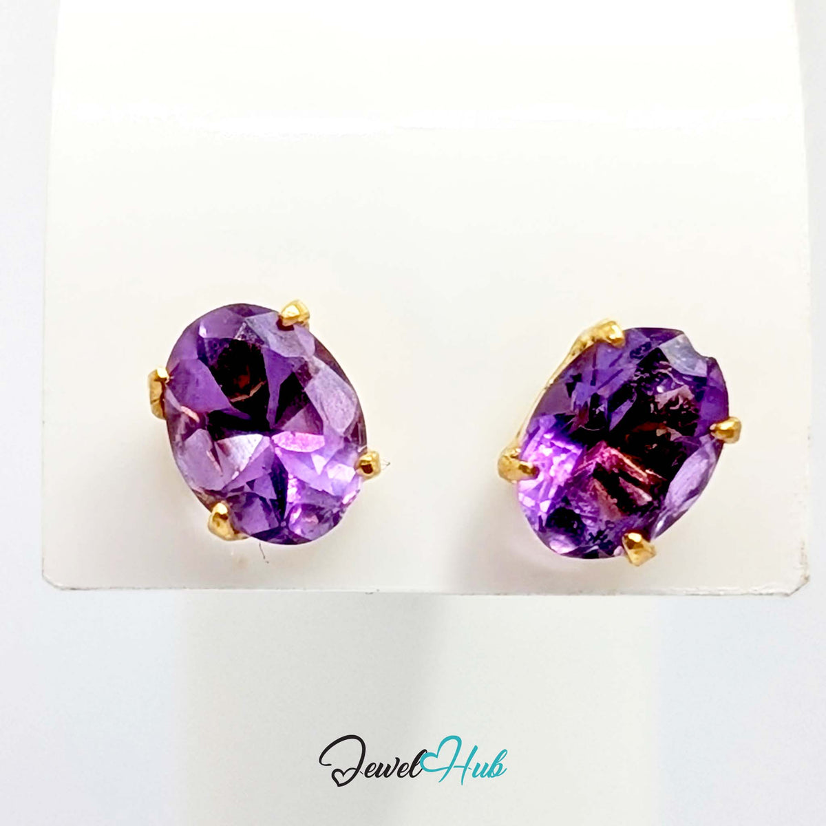 14k gold push-back stud fitting on the amethyst earrings - JewelHub