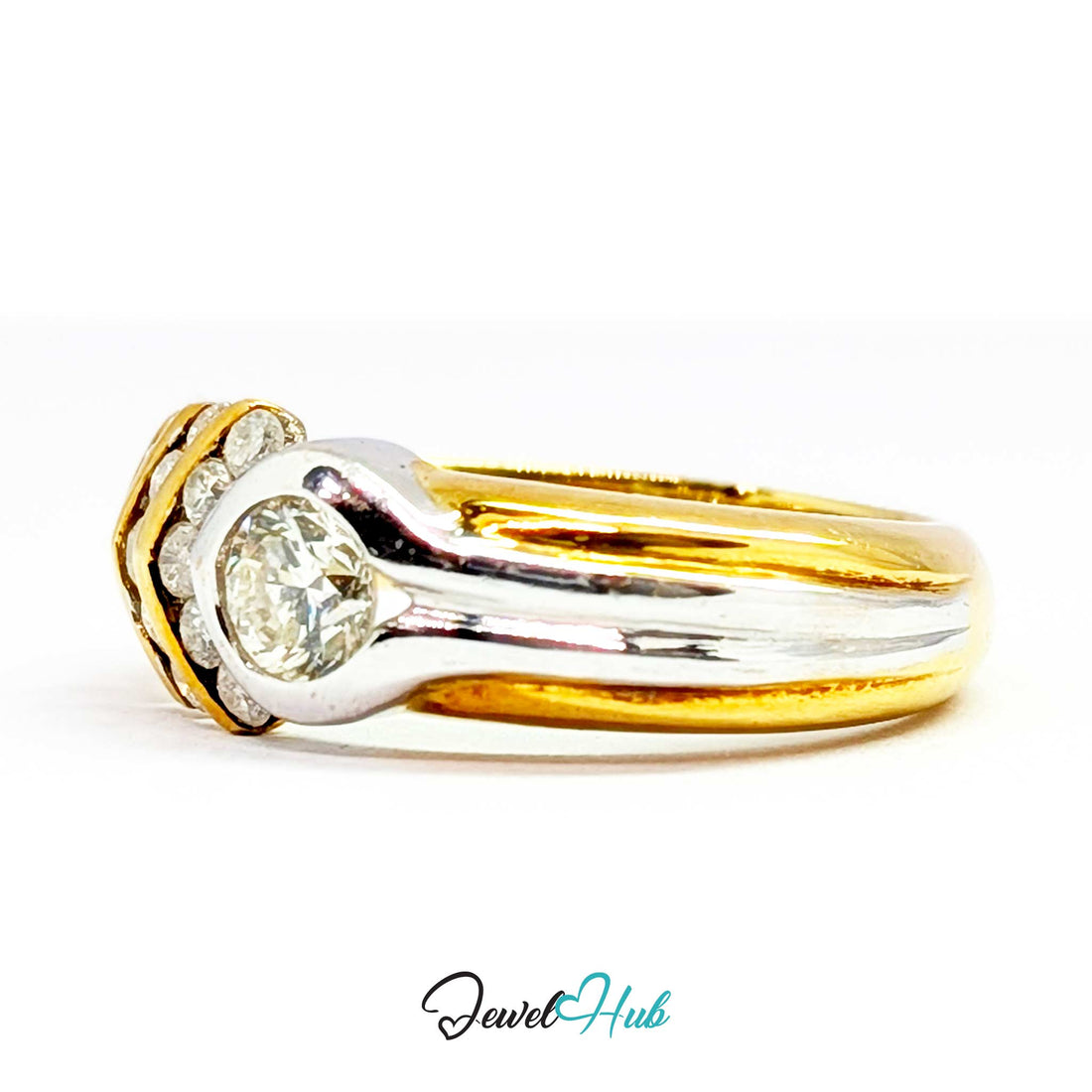 18K Yellow Gold Ribbon Solitaire Natural Diamond Ring | 0.38ct Est