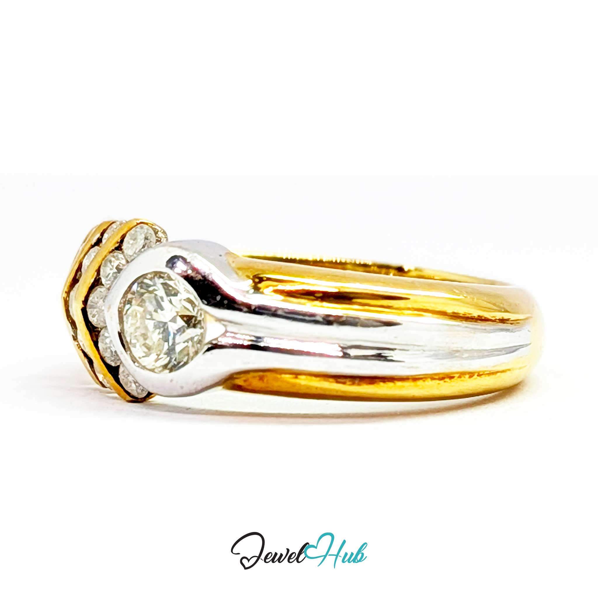 18K Yellow Gold Ribbon Solitaire Natural Diamond Ring | 0.38ct Est