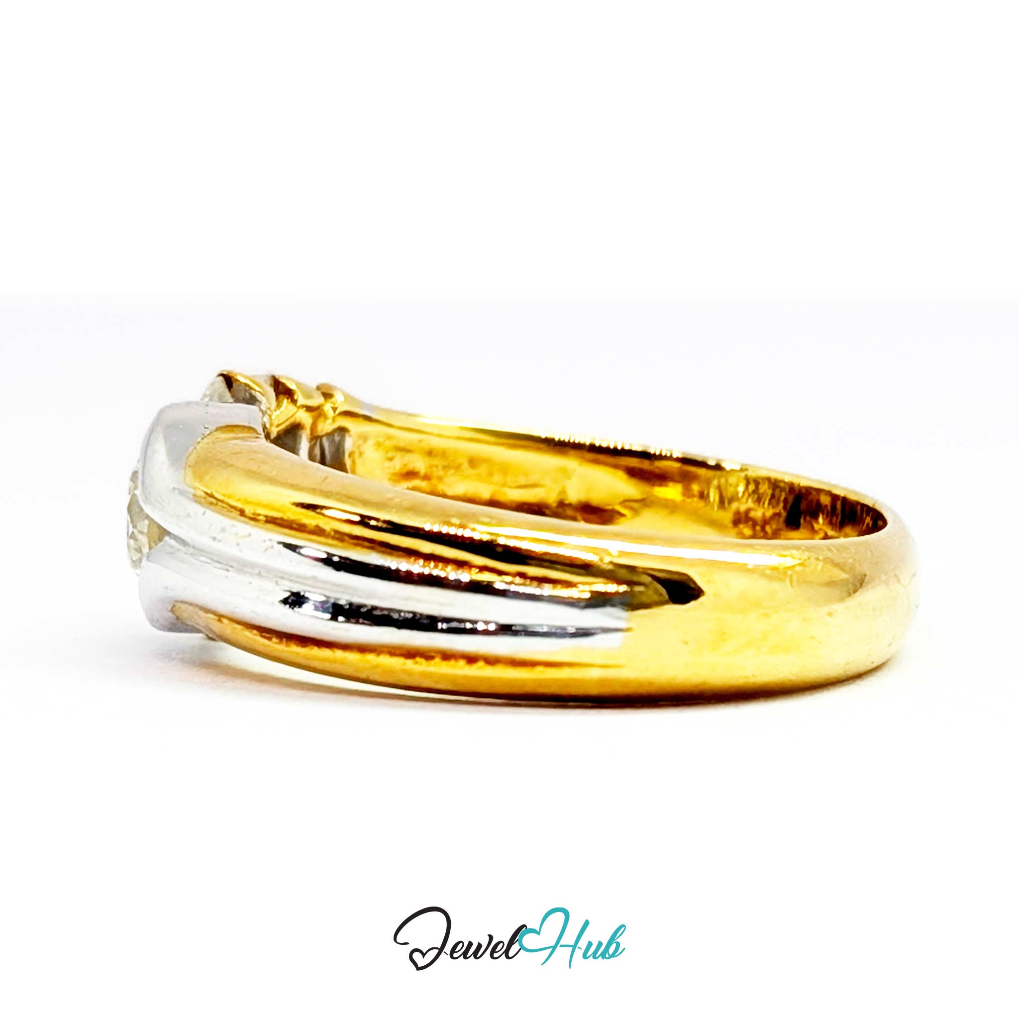 18K Yellow Gold Ribbon Solitaire Natural Diamond Ring | 0.38ct Est