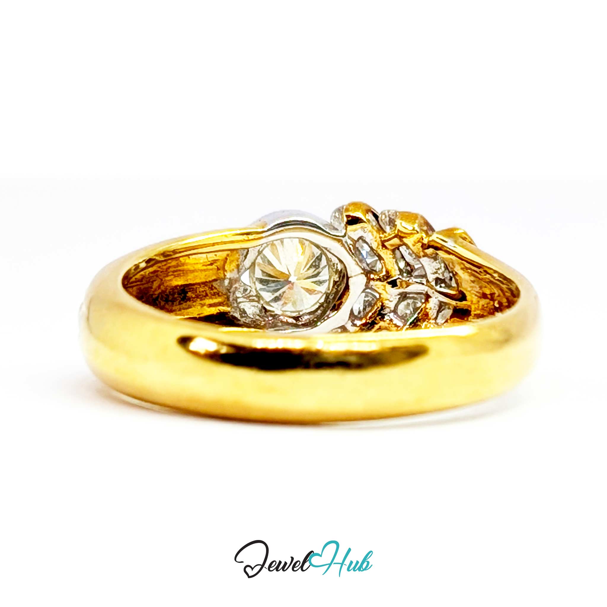 18K Yellow Gold Ribbon Solitaire Natural Diamond Ring | 0.38ct Est