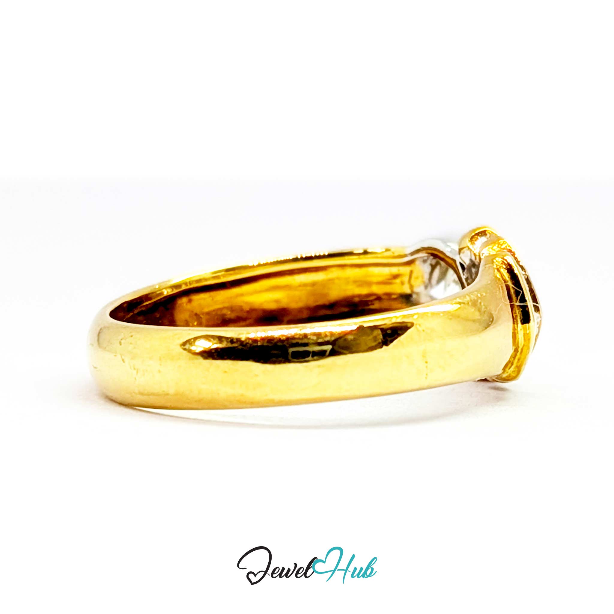 18K Yellow Gold Ribbon Solitaire Natural Diamond Ring | 0.38ct Est