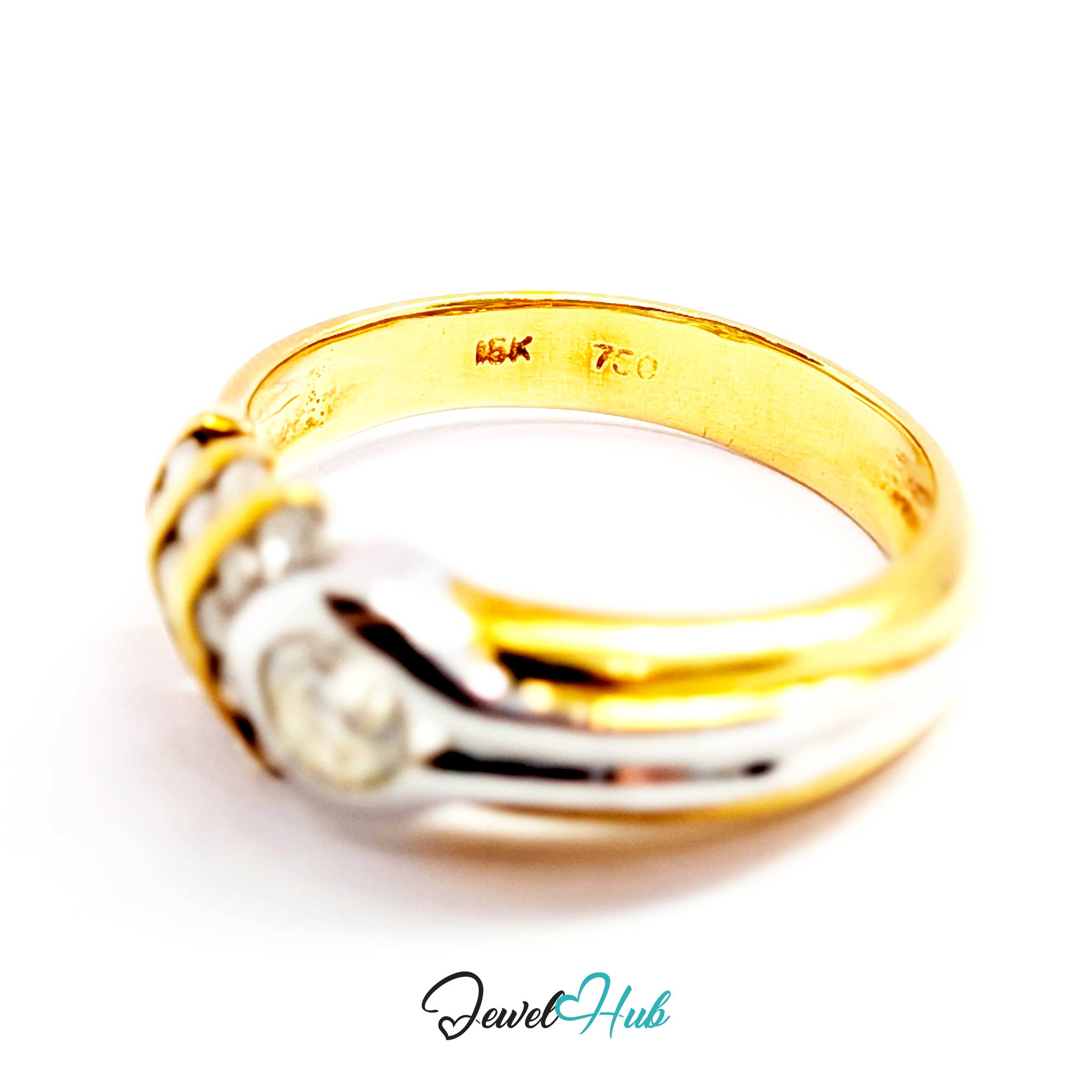 18K Yellow Gold Ribbon Solitaire Natural Diamond Ring | 0.38ct Est