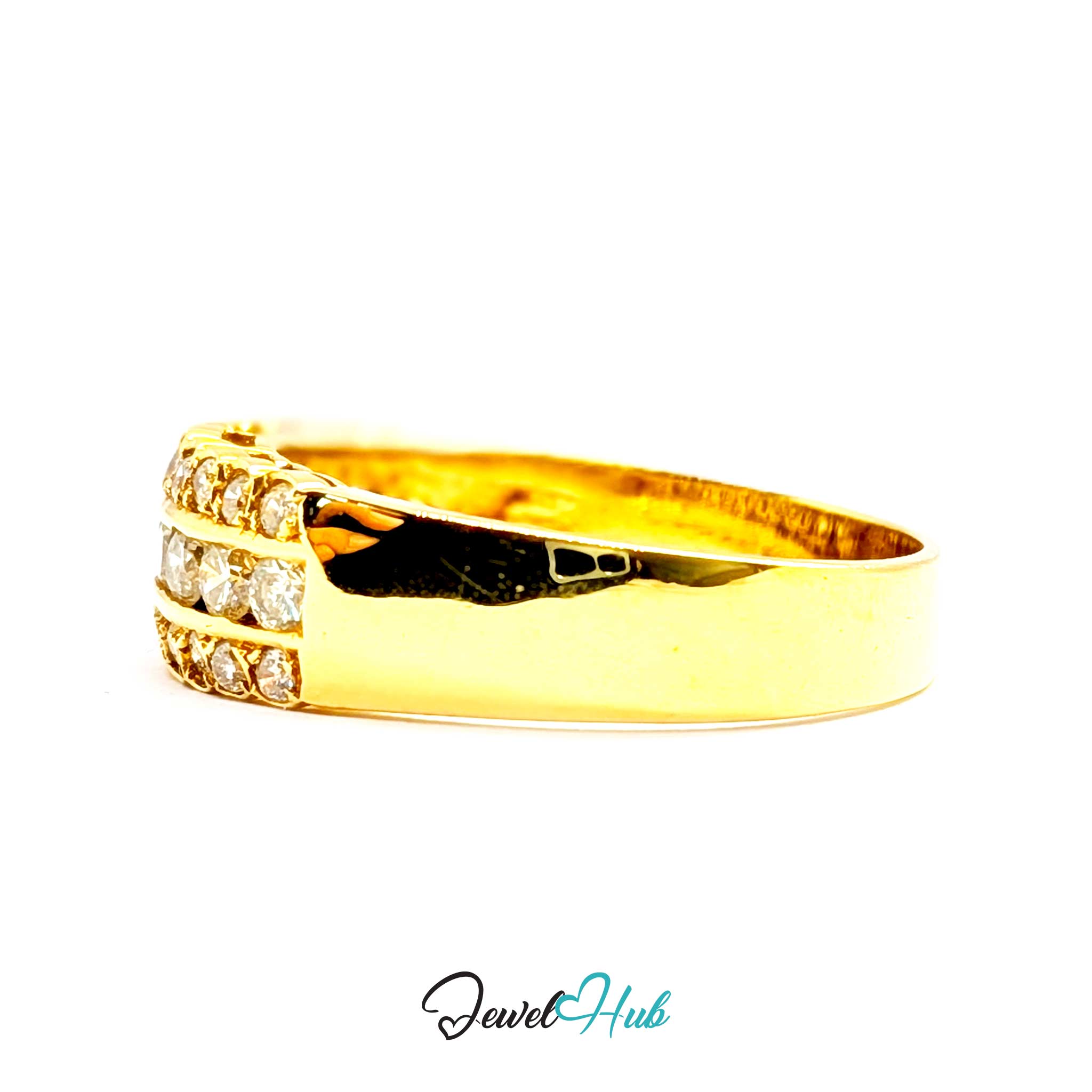 18K Yellow Gold Triple-Row Natural Diamond Ring | 0.55ct Est