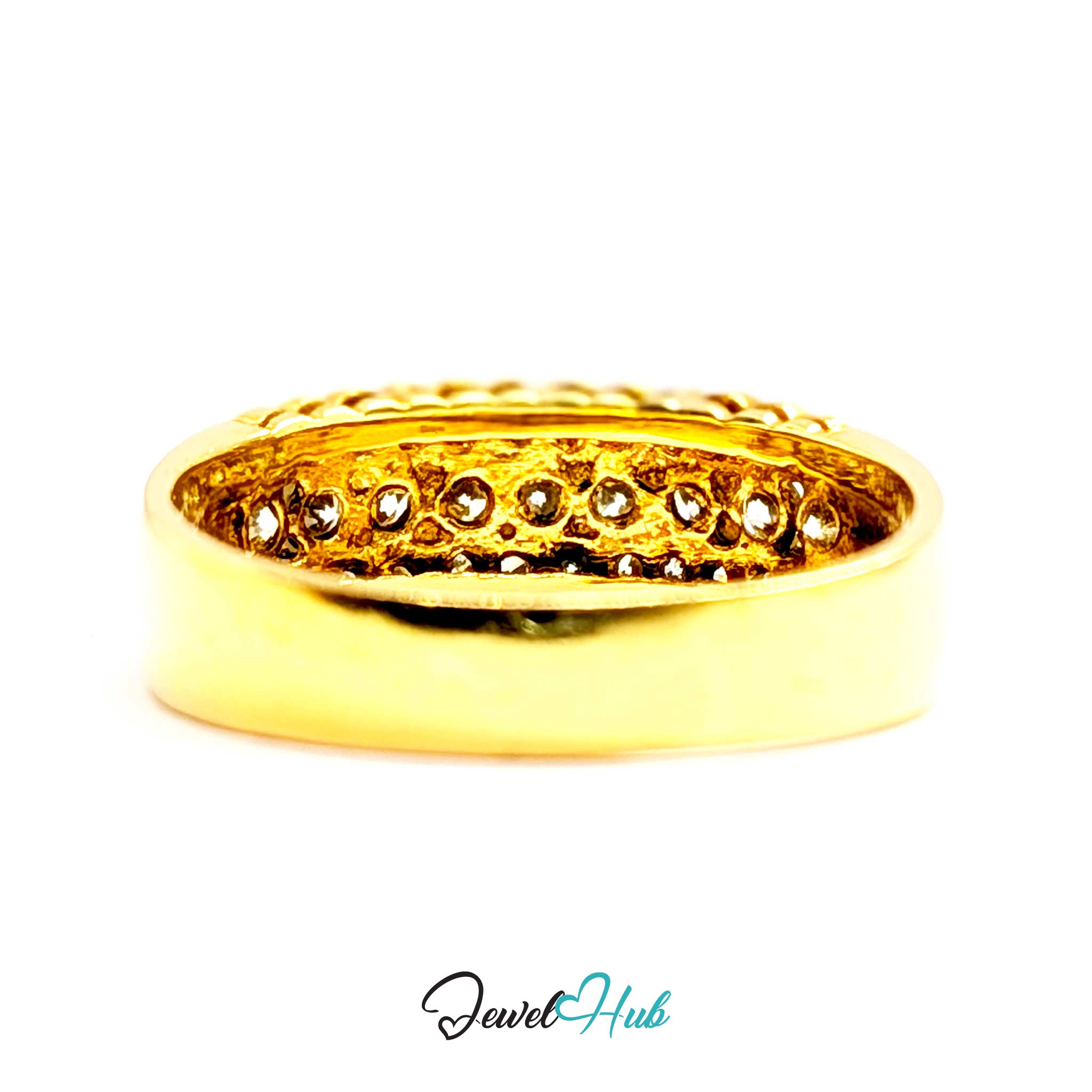 18K Yellow Gold Triple-Row Natural Diamond Ring | 0.55ct Est