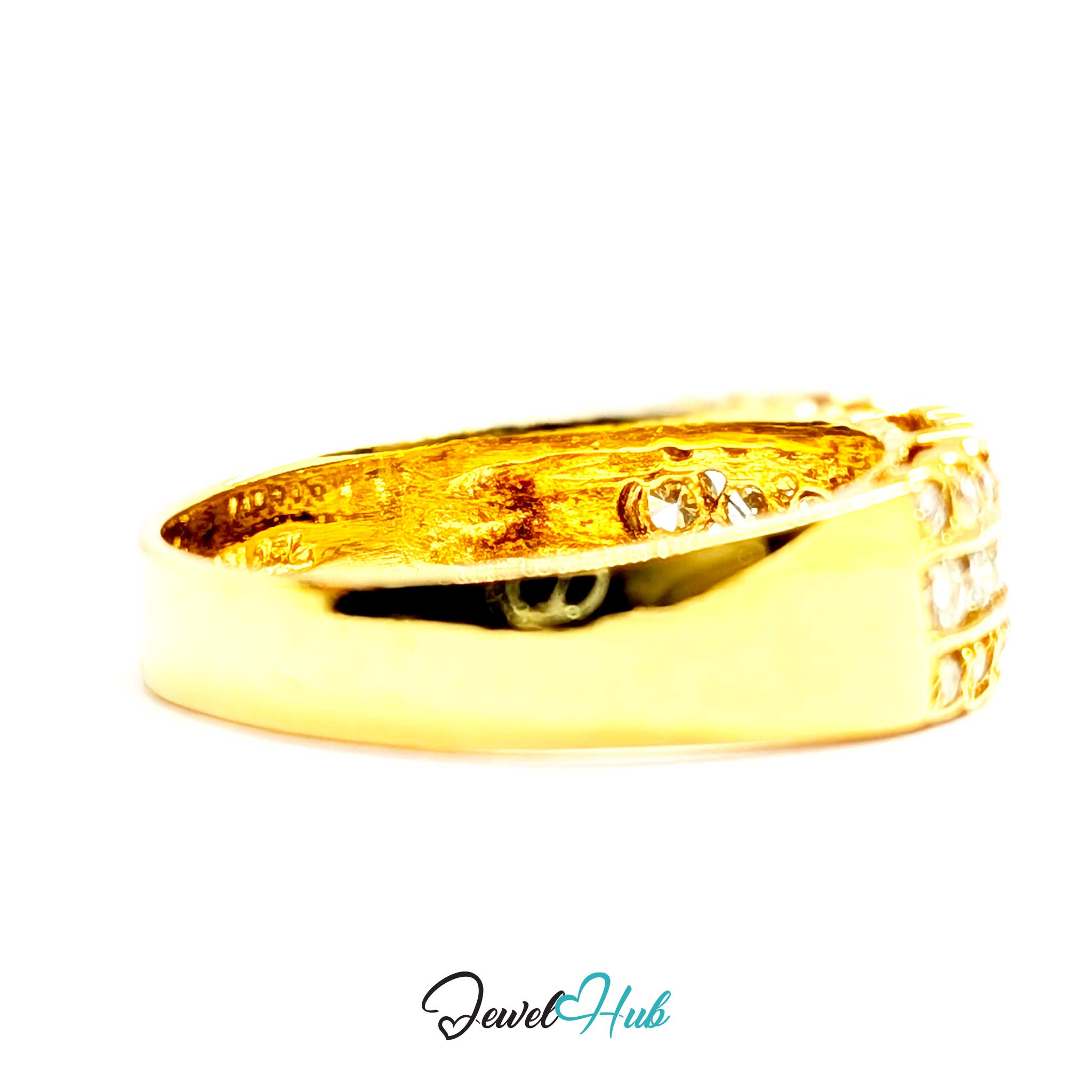 18K Yellow Gold Triple-Row Natural Diamond Ring | 0.55ct Est