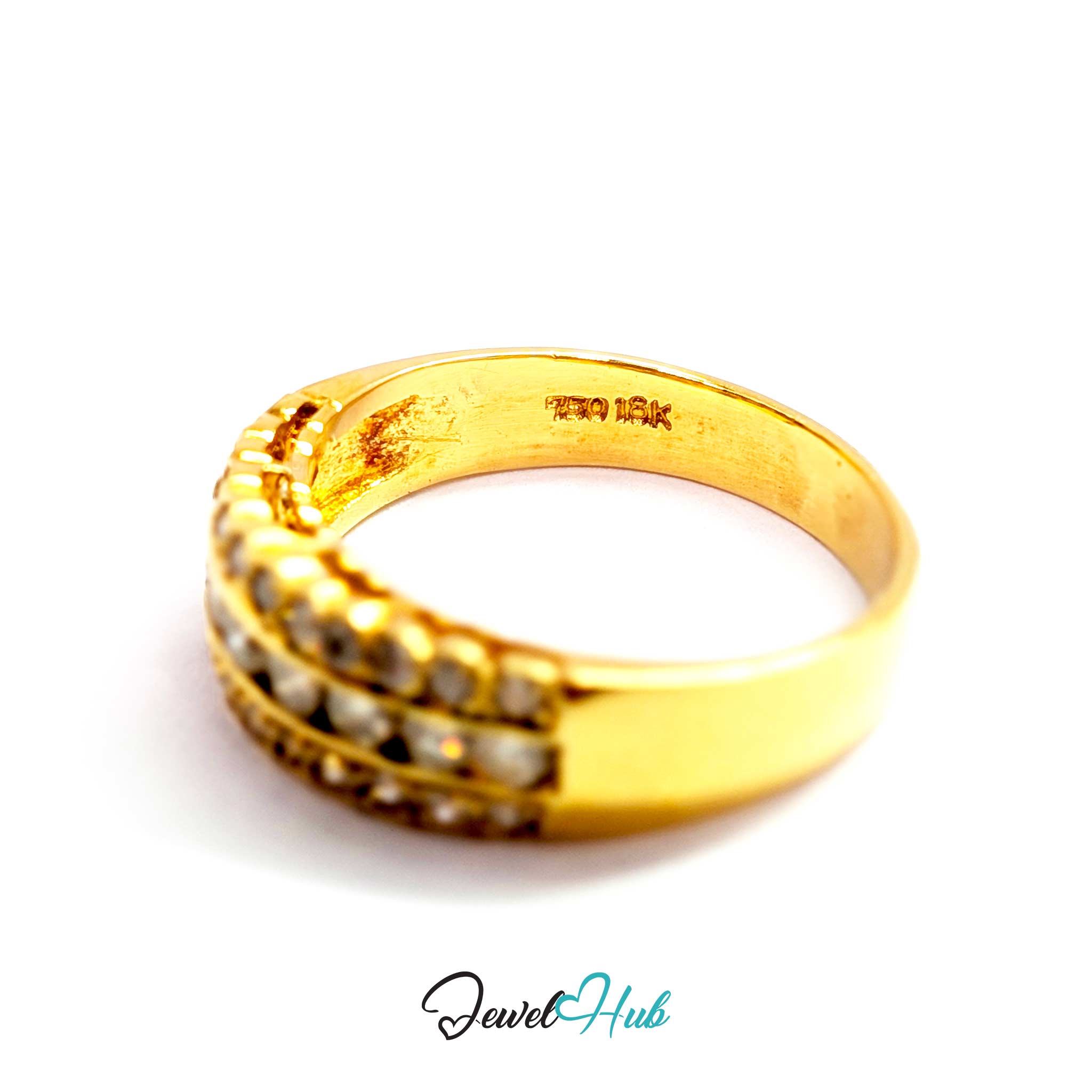 18K Yellow Gold Triple-Row Natural Diamond Ring | 0.55ct Est