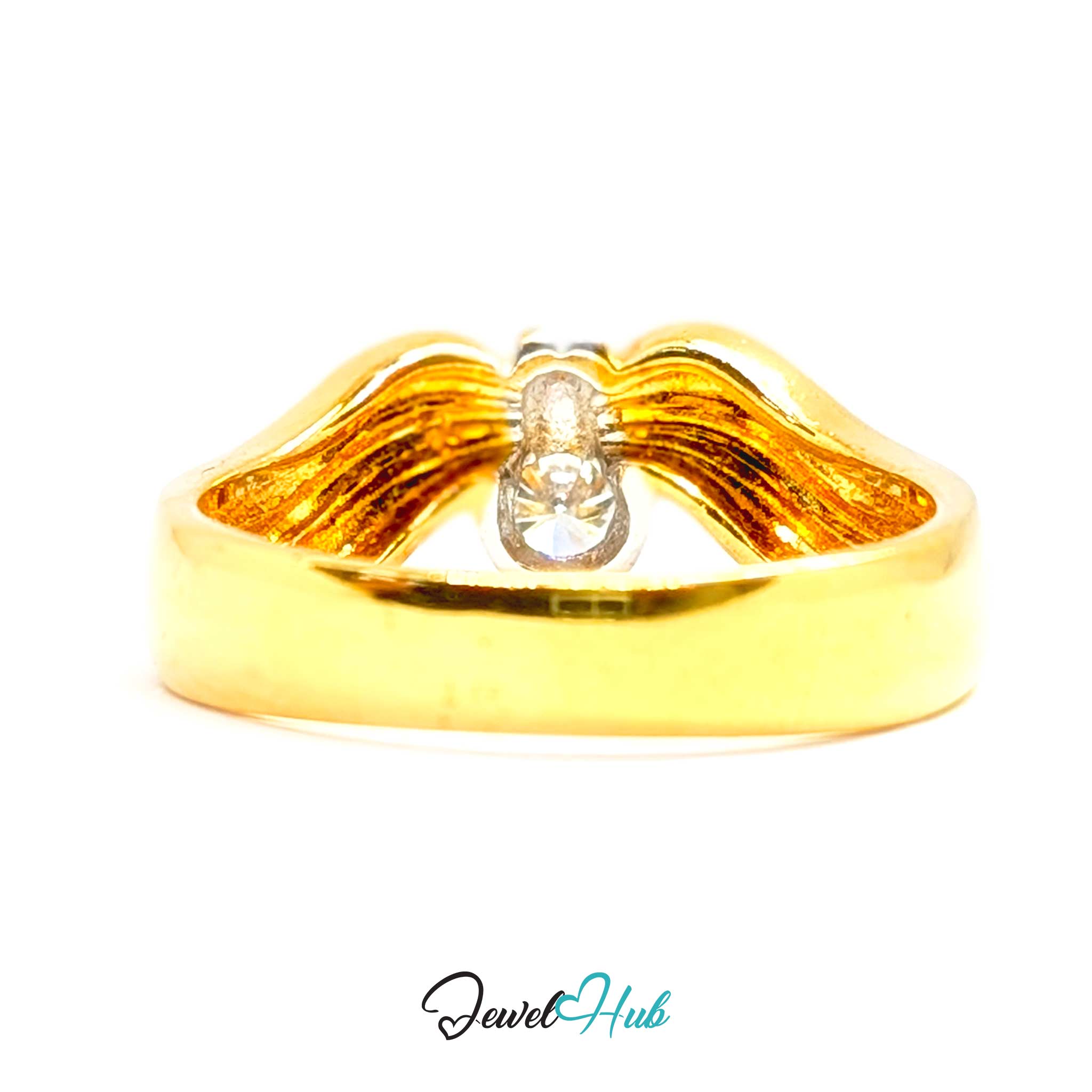 18K Two-Tone Gold Wave Natural Diamond Ring | 0.18ct