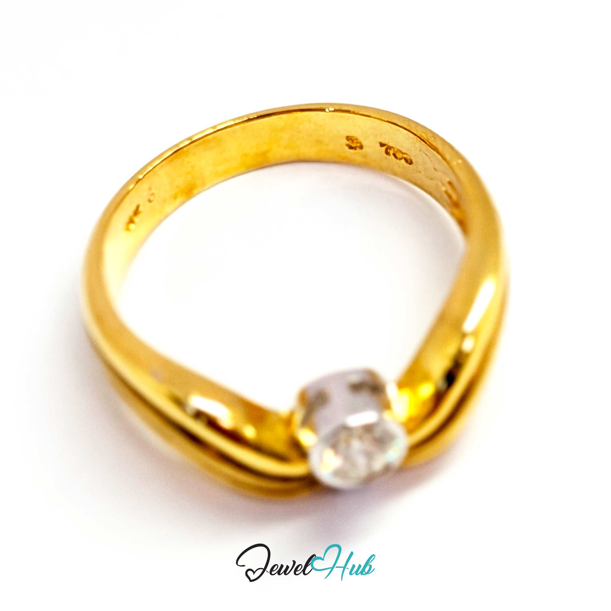 18K Two-Tone Gold Wave Natural Diamond Ring | 0.18ct
