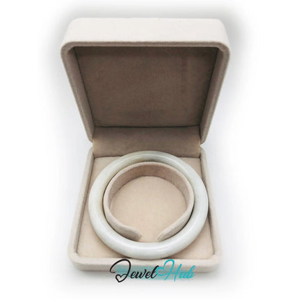 Natural White Nephrite Grade A Jade Bracelet Bangle (#FJJDB001) JH