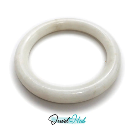 Natural White Nephrite Grade A Jade Bracelet Bangle (#FJJDB002) JH