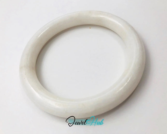 Natural White Nephrite Grade A Jade Bracelet Bangle (#FJJDB002) JH