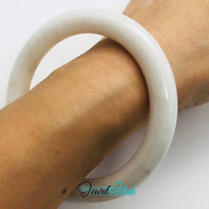 Natural White Nephrite Grade A Jade Bracelet Bangle (#FJJDB002) JH