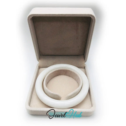 Natural White Nephrite Grade A Jade Bracelet Bangle (#FJJDB002) JH