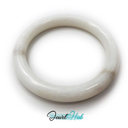 Natural White Nephrite Grade A Jade Bracelet Bangle (#FJJDB003) JH