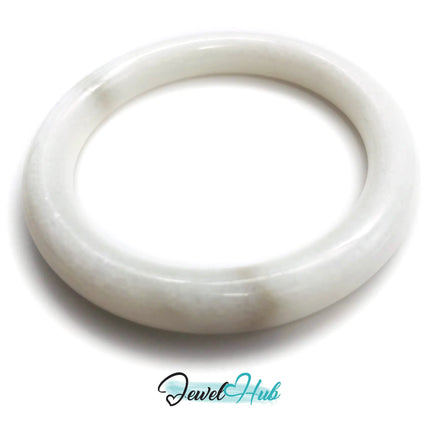 Natural White Nephrite Grade A Jade Bracelet Bangle (#FJJDB003) JH