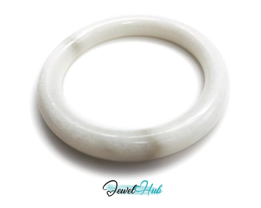 Natural White Nephrite Grade A Jade Bracelet Bangle (#FJJDB003)