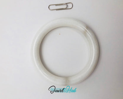 Natural White Nephrite Grade A Jade Bracelet Bangle (#FJJDB003)