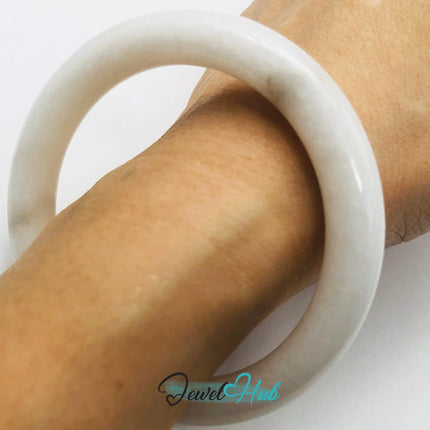 Natural White Nephrite Grade A Jade Bracelet Bangle (#FJJDB003) JH