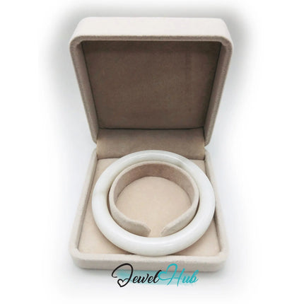 Natural White Nephrite Grade A Jade Bracelet Bangle (#FJJDB003) JH