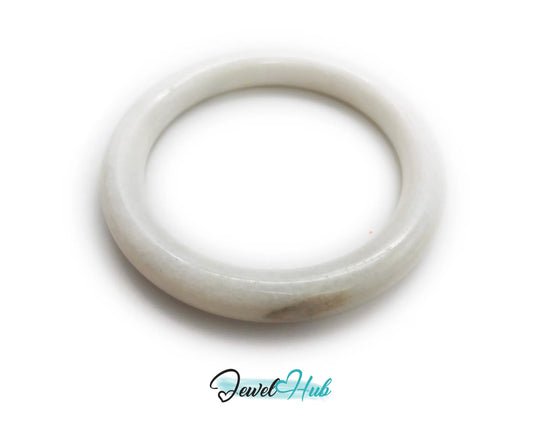 Natural White Nephrite Grade A Jade Bracelet Bangle (#FJJDB004) JH