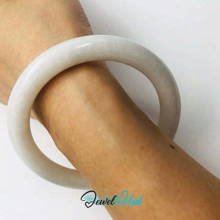 Natural White Nephrite Grade A Jade Bracelet Bangle (#FJJDB004) JH