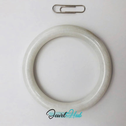 Natural White Nephrite Grade A Jade Bracelet Bangle (#FJJDB004) JH