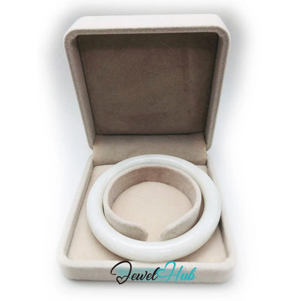 Natural White Nephrite Grade A Jade Bracelet Bangle (#FJJDB004) JH