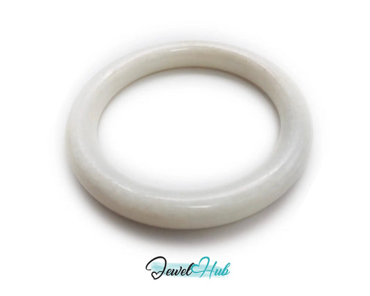 Natural White Nephrite Grade A Jade Bracelet Bangle (#FJJDB005) JH