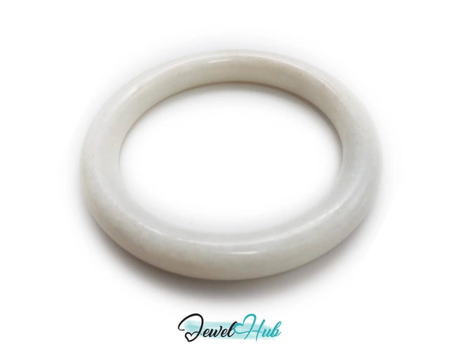 Natural White Nephrite Grade A Jade Bracelet Bangle (#FJJDB005) JH