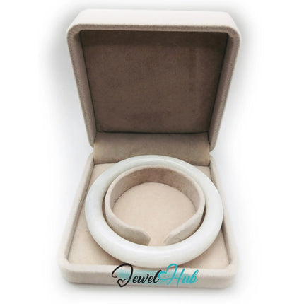 Natural White Nephrite Grade A Jade Bracelet Bangle (#FJJDB005) JH