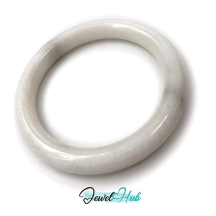 Natural White Nephrite Grade A Jade Bracelet Bangle (#FJJDB006) JH