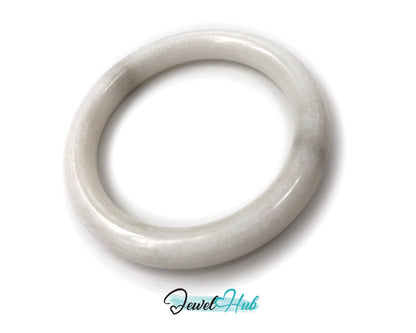Natural White Nephrite Grade A Jade Bracelet Bangle (#FJJDB006)