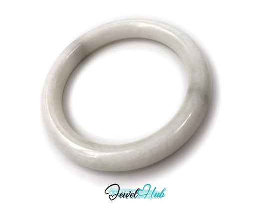Natural White Nephrite Grade A Jade Bracelet Bangle (#FJJDB006)