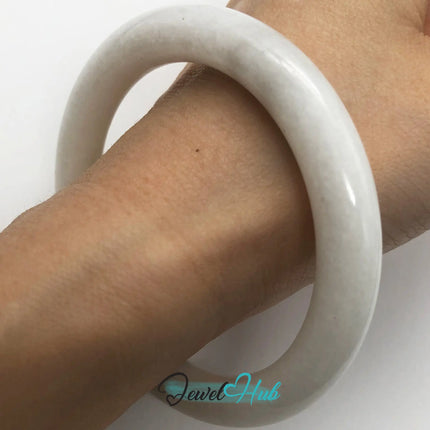 Natural White Nephrite Grade A Jade Bracelet Bangle (#FJJDB006) JH