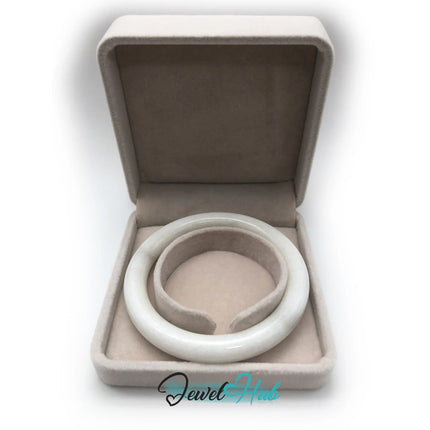 Natural White Nephrite Grade A Jade Bracelet Bangle (#FJJDB006) JH