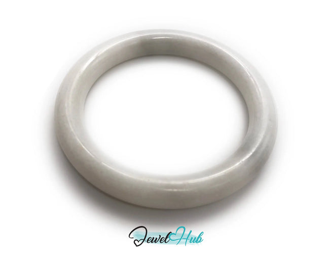 Natural White Nephrite Grade A Jade Bracelet Bangle (#FJJDB007) JH
