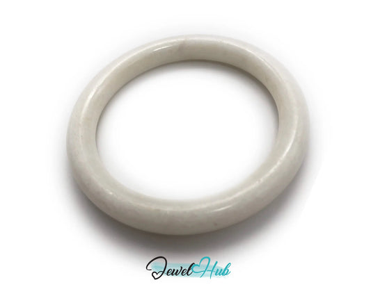Natural White Nephrite Grade A Jade Bracelet Bangle (#FJJDB008) JH