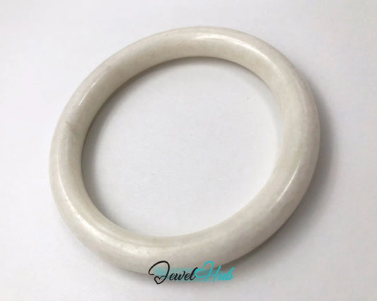 Natural White Nephrite Grade A Jade Bracelet Bangle (#FJJDB008) JH
