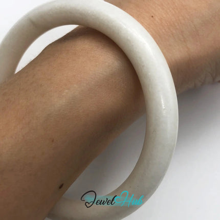Natural White Nephrite Grade A Jade Bracelet Bangle (#FJJDB008) JH