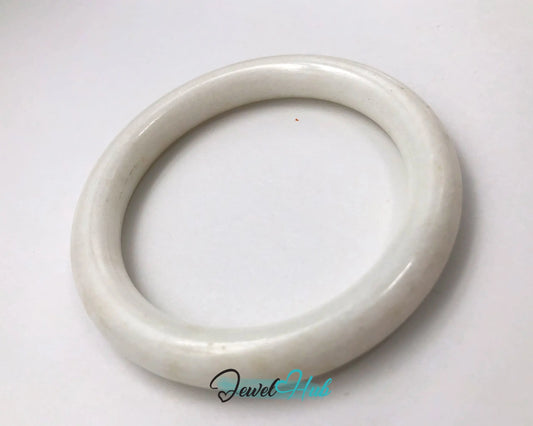 Natural White Nephrite Grade A Jade Bracelet Bangle (#FJJDB009) JH