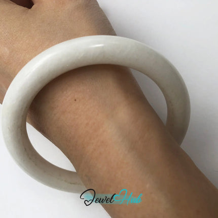 Natural White Nephrite Grade A Jade Bracelet Bangle (#FJJDB009) JH