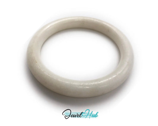Natural White Nephrite Grade A Jade Bracelet Bangle (#FJJDB010) JH
